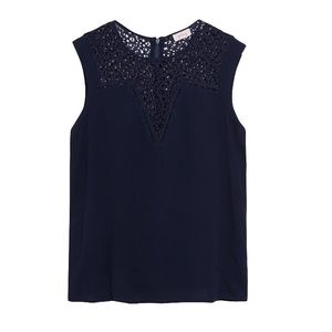 Navy Pixley Dardie Lace Inset Blouse Top